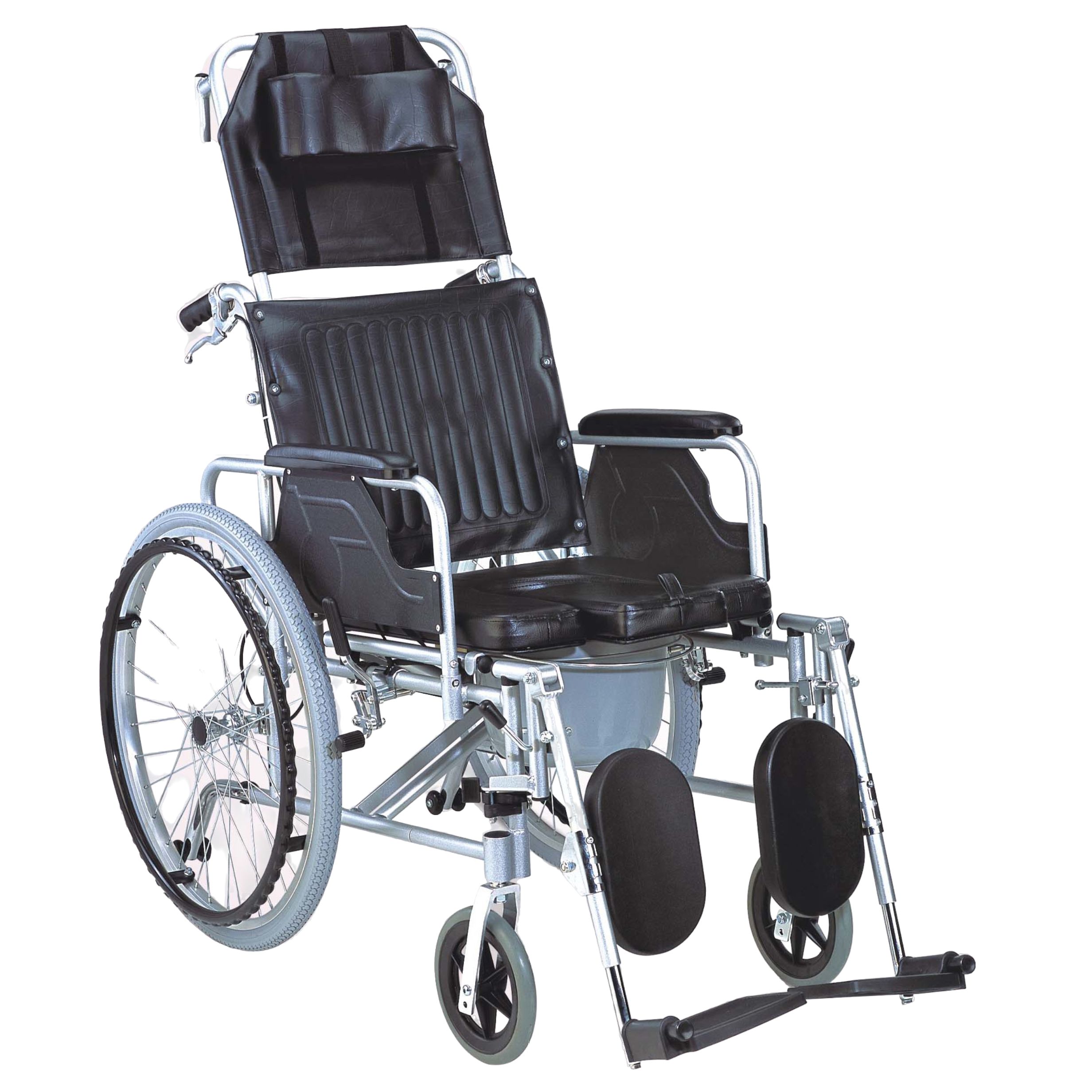 KODEA KDA654LGCU Lightweight Reclining Commode Wheelchair - Lawmann Medical Supplies Sarawak