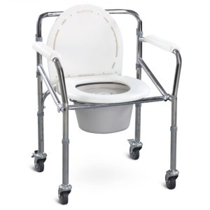 KODEA KDA696L commode wheelchair with castors front view – Lawmann Medical Supplies Sarawak