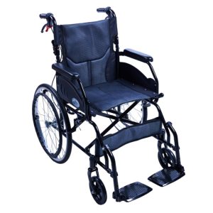 KODEA KDA870LAJ steel-frame lightweight wheelchair grey front view – Lawmann Medical Supplies Sarawak