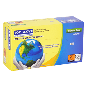Top Glove Latex Gloves box side view - Lawmann Medical Supplies Sarawak
