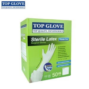 Top Glove Sterile Surgical Gloves box side view - Lawmann Medical Supplies Sarawak